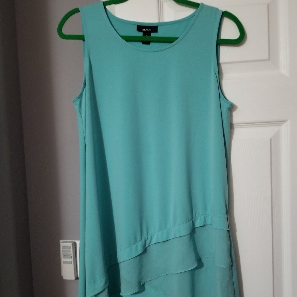 ALFINI Aqua-Blue Hi-Lo Shirtdress-Tank